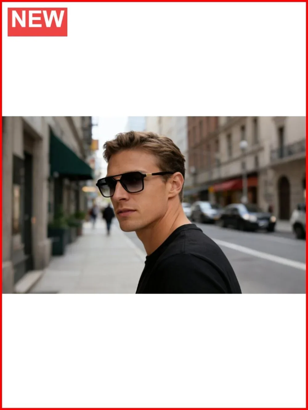 Retro Aviator Sunglasses, UV400 Protection Rectangle Shades